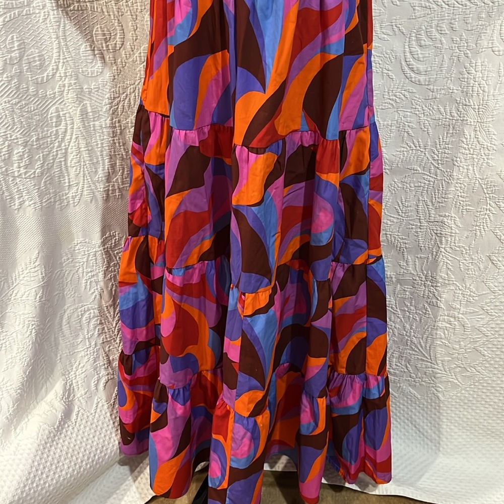 Peach Love multicolored tiered maxi‎ dress, size small - Picture 6 of 14